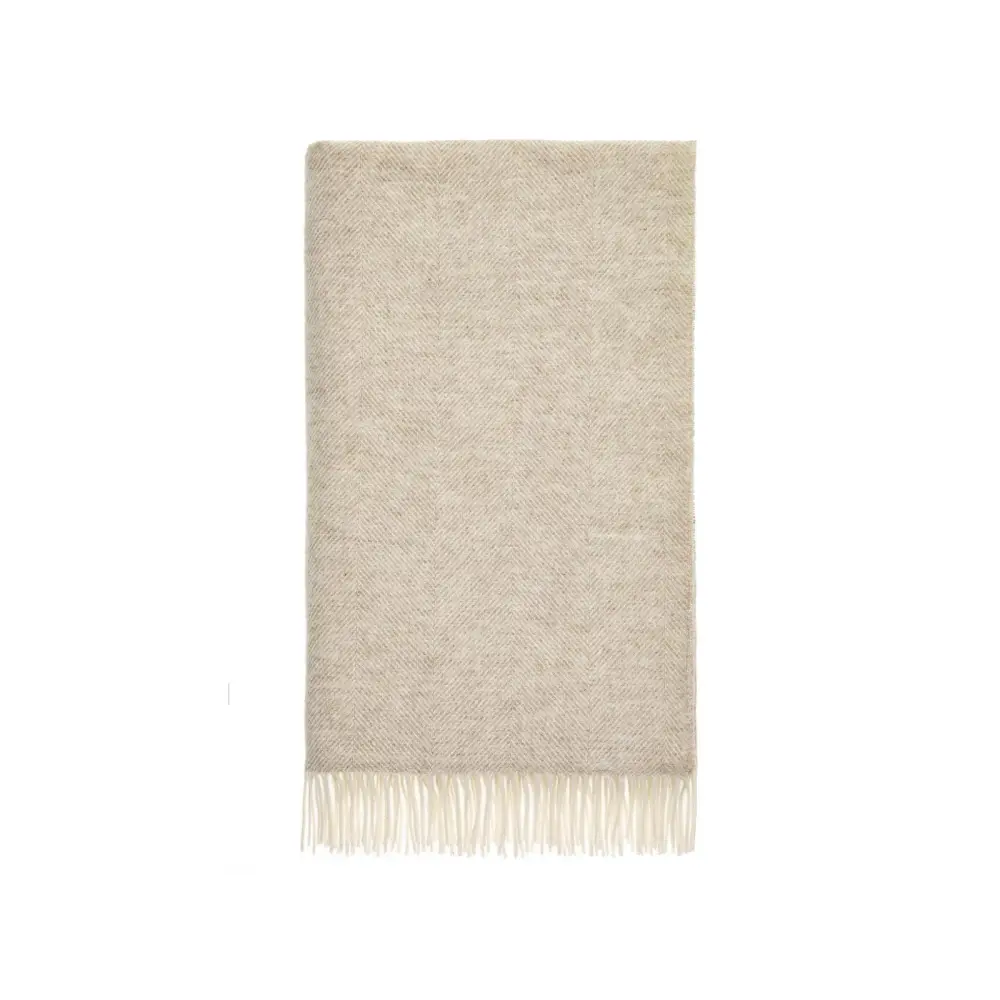 XL Herringbone Shetland Pure New Wool Throws - Natural XL - Throws & Blankets