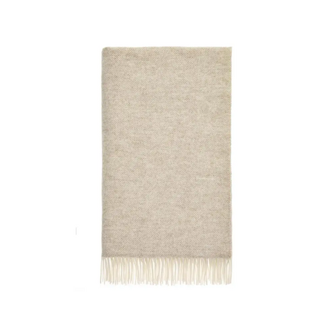 XL Herringbone Shetland Pure New Wool Throws - Natural XL - Throws & Blankets
