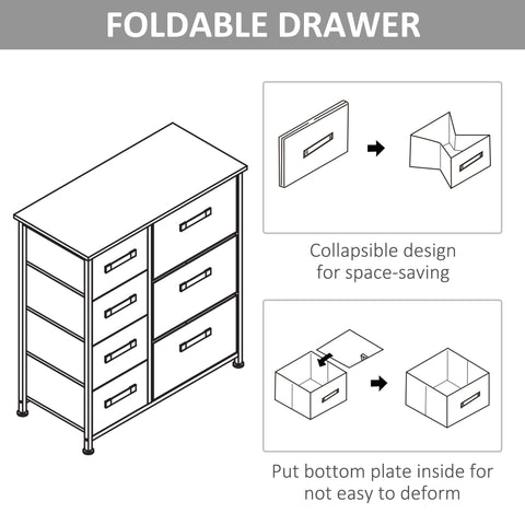 HOMCOM Chest of Drawers with 7 Drawers, Fabric Drawers with Large Storage Space, Drawers Dresser with Metal Frame, Adjustable Feet for Bedroom Living Room, Light Grey