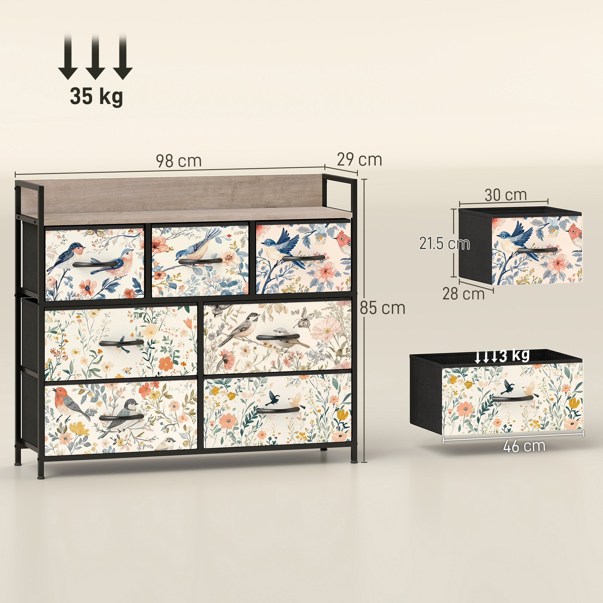 HOMCOM 7-Drawer Chest of Drawers - White