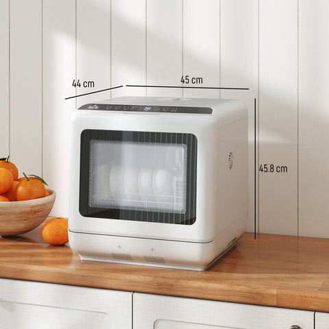 HOMCOM 6L Five-Mode Tabletop Dishwasher - White