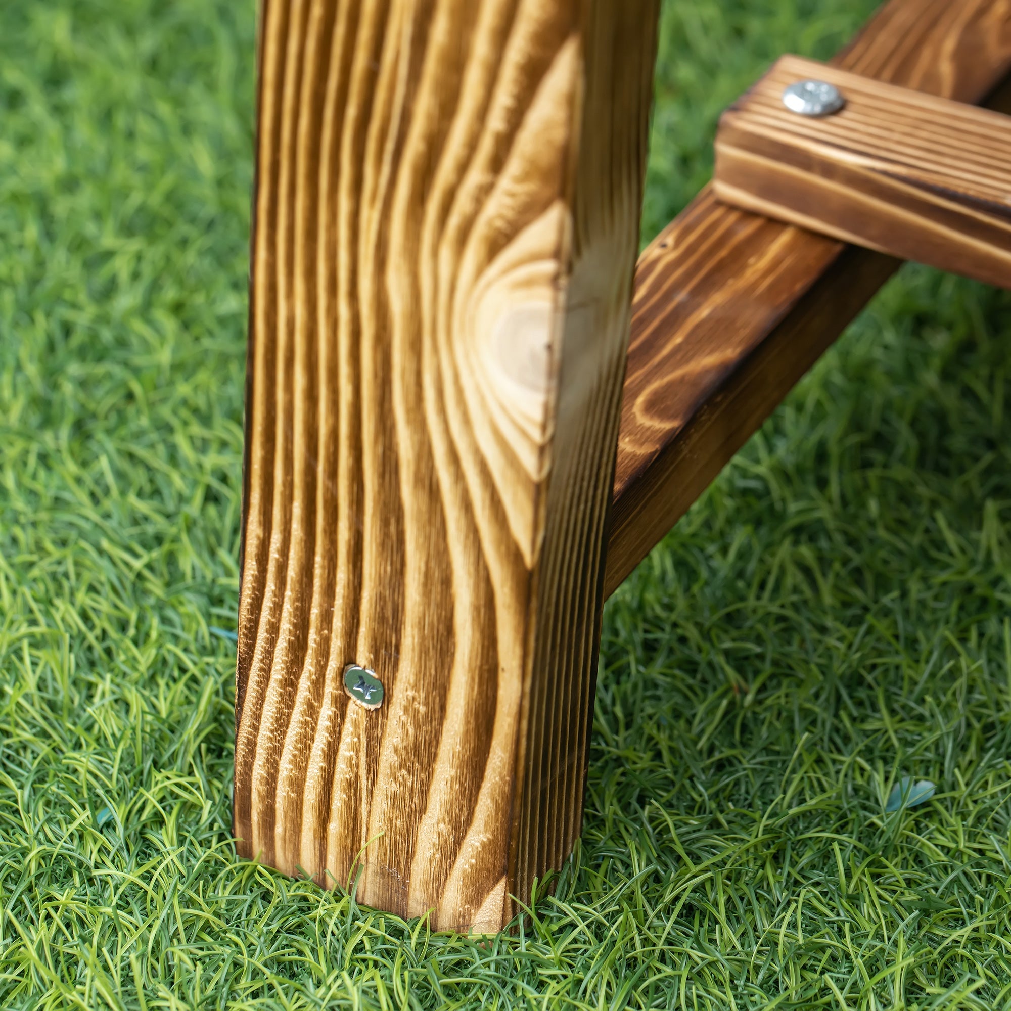 Outsunny 3 Pieces 2-seater Outdoor Indoor Wooden Garden Bench Fir Patio Loveseat, 110L x 38W x 35Hcm, Carbonised