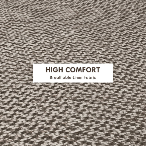 HOMCOM Round Linen-Look Storage Ottoman - Light Grey