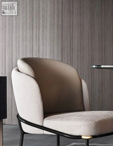 Beige velvet dining chair with sleek black metal frame and gold-toned accents perfect for dining rooms