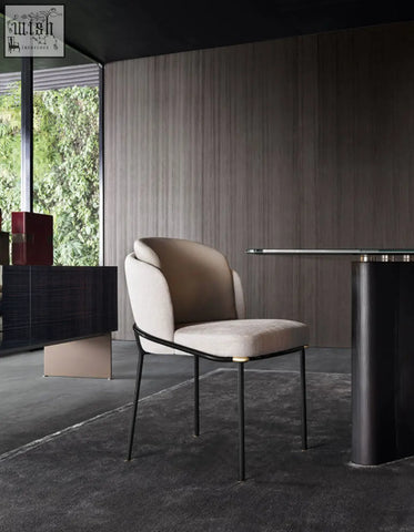 Beige y7 velvet dining chair with sleek black metal frame perfect for stylish velvet dining setups