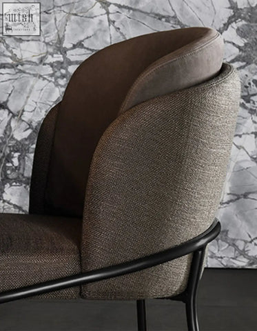 Modern y7 velvet dining chair with textured taupe fabric and sleek black metal frame perfect for velvet dining areas