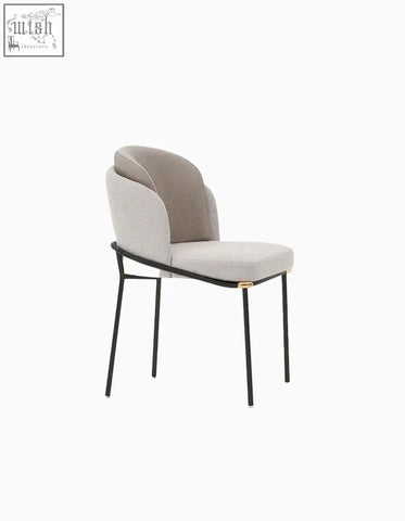 Y7 velvet dining chair with modern light gray velvet seat and sleek black metal frame perfect for dining room
