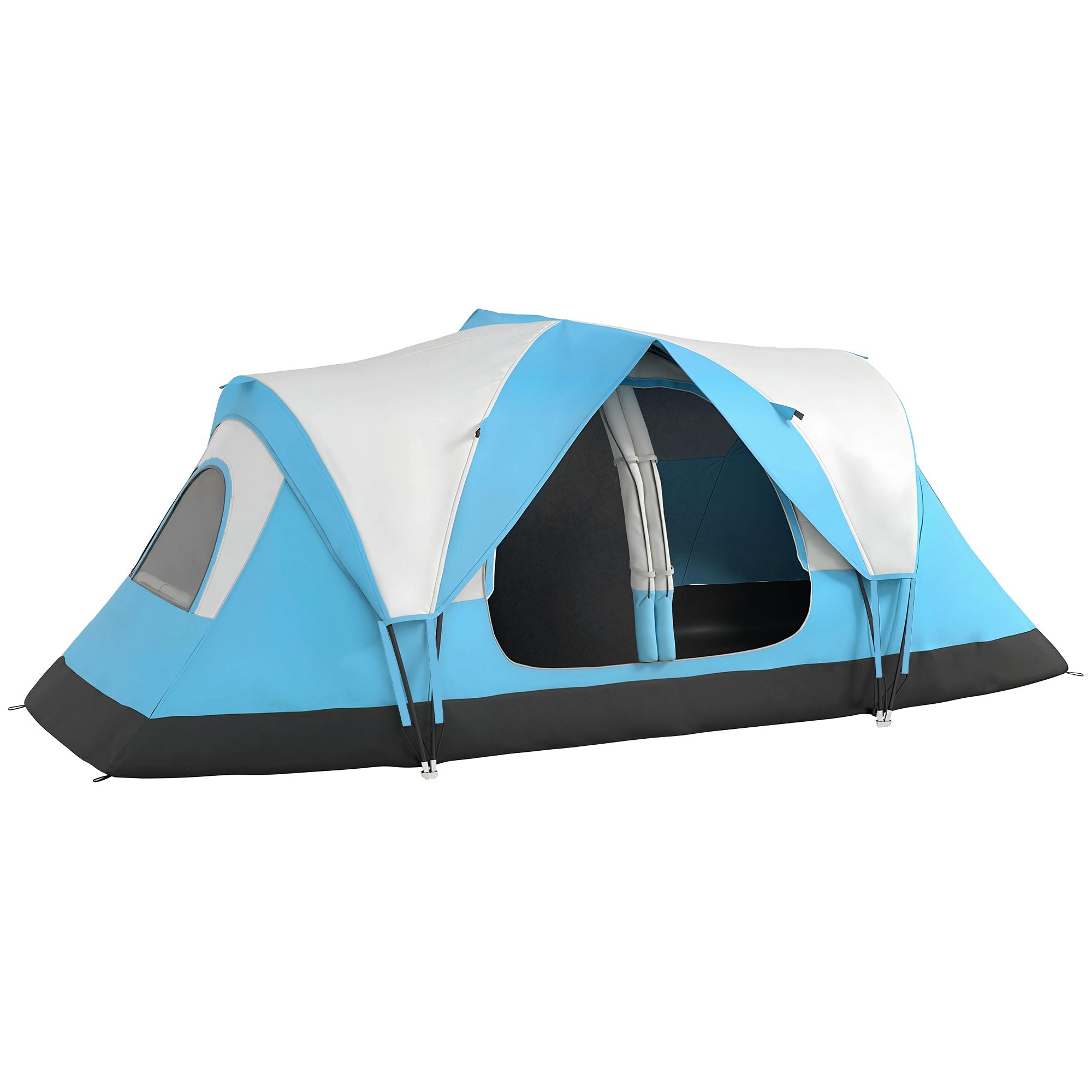 Outsunny Camping Tent for 6-8 Man with 2000mm Waterproof Rainfly and Carry Bag for Fishing Hiking Festival, Sky Blue