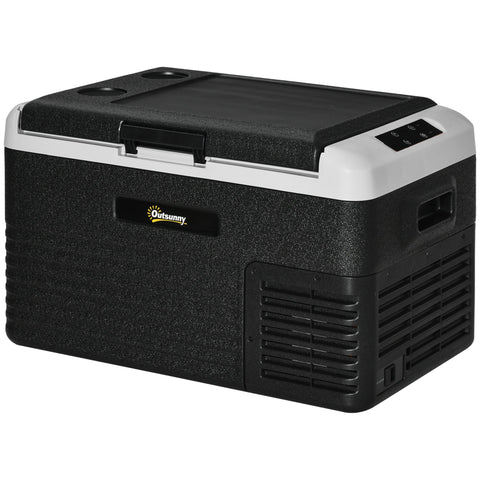 Outsunny 30L Car Refrigerator, Portable Compressor Car Fridge Freezer, Electric Cooler Box with 12/24V DC and 110-240V AC for Camping, Driving, Picnic, Down to -20\'e2\'84\'83