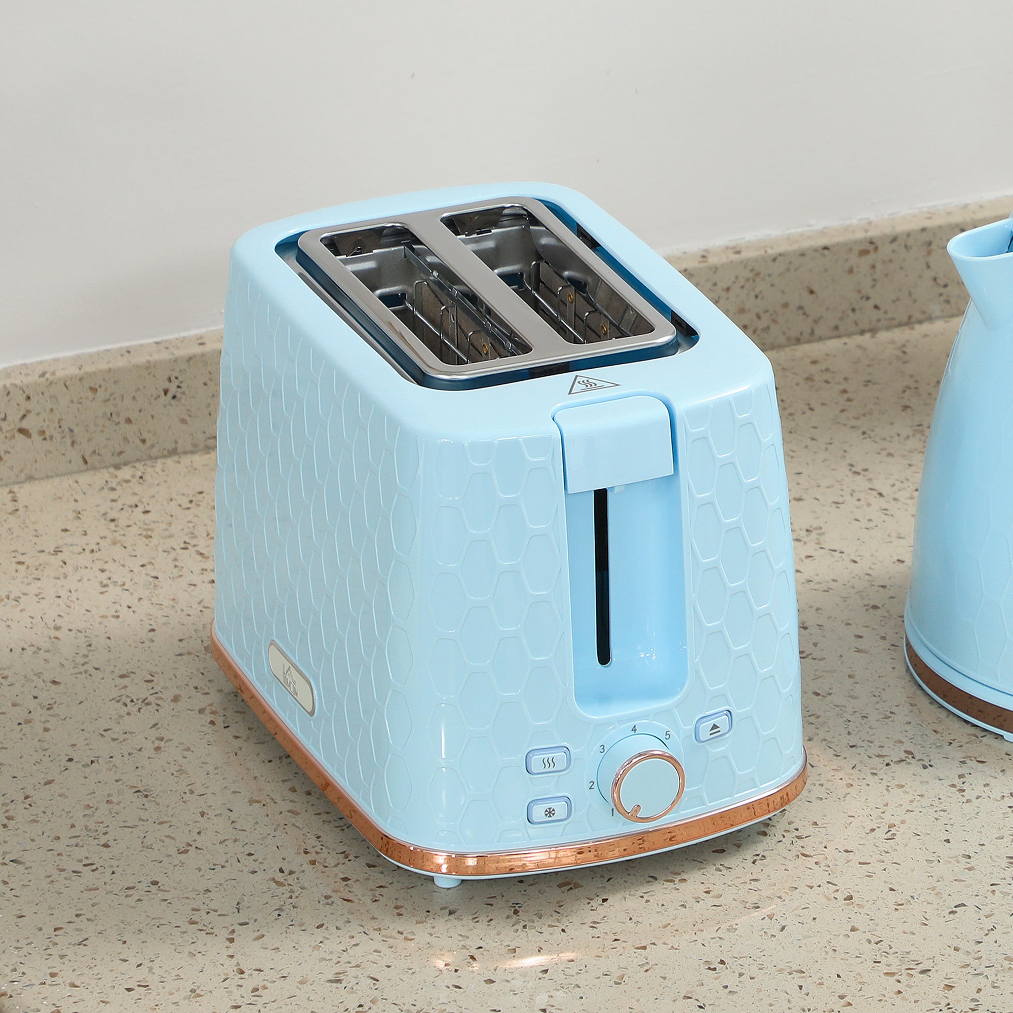 HOMCOM 1.7L 3000W Fast Boil Kettle & 2 Slice Toaster Set, Kettle and Toaster Set with Auto Shut Off, Browning Controls, Light Blue