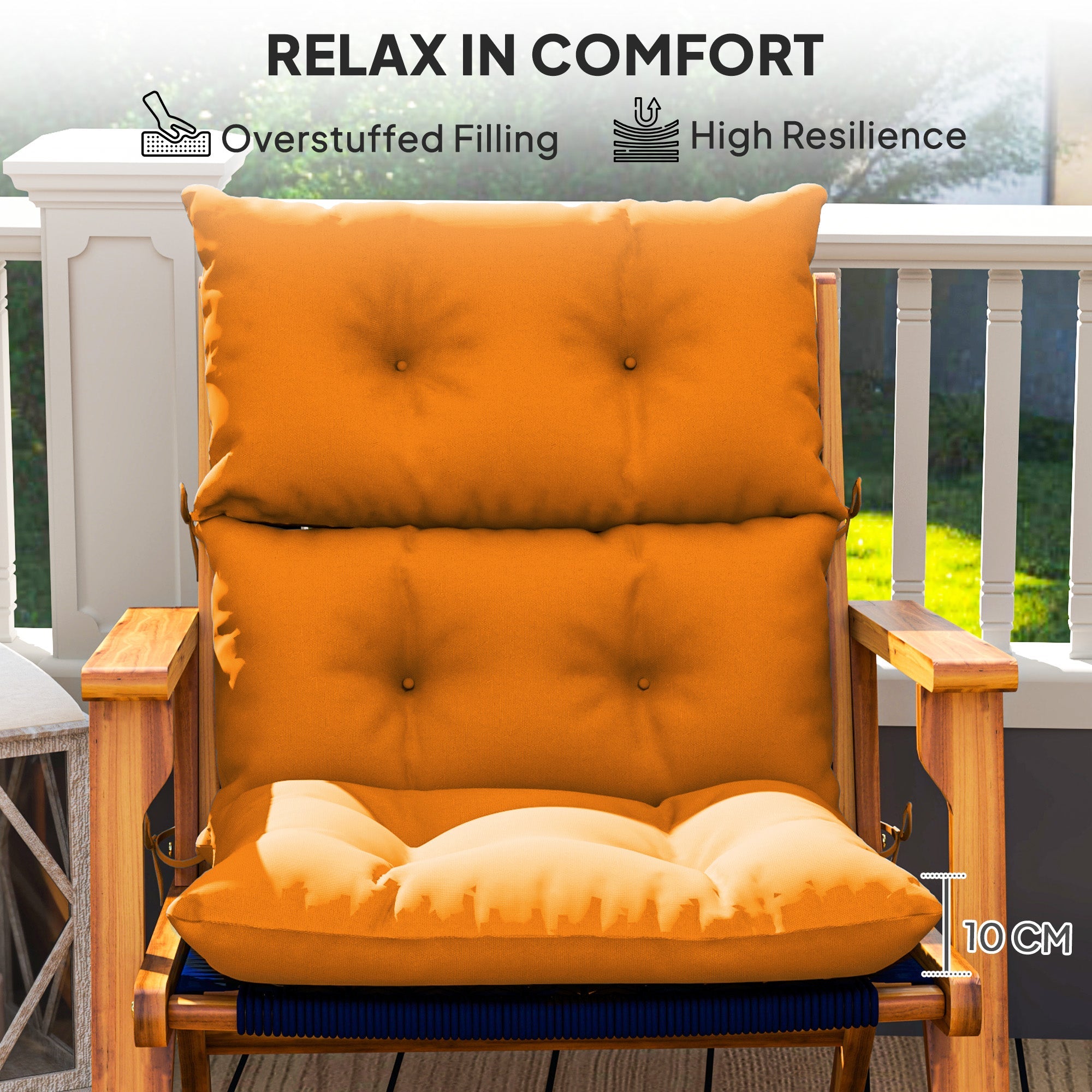 Outsunny 115 x 56cm Rocking Chair Padded Seat Cushion - Orange