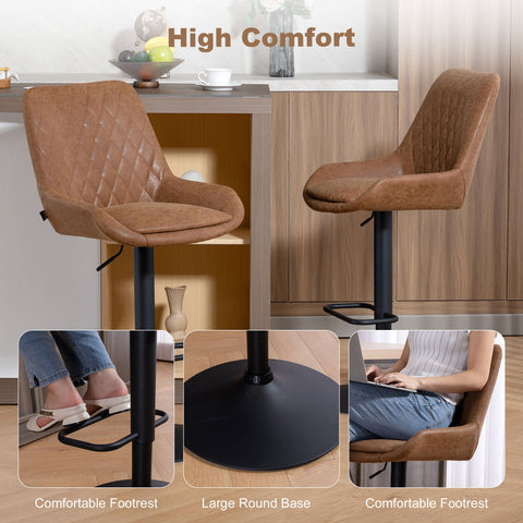 HOMCOM Set of Two Faux Leather Retro Bar Stools - Orange