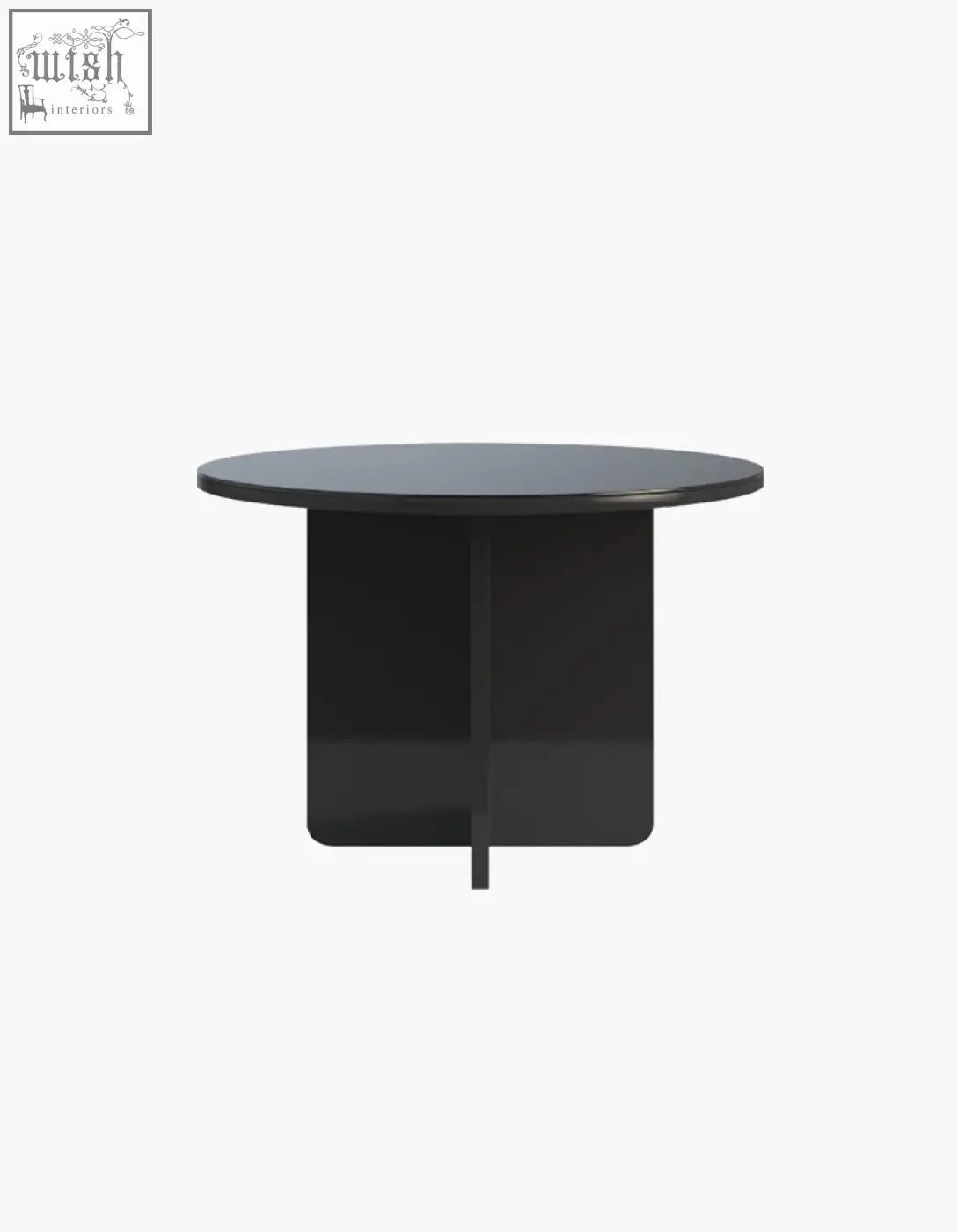 Black round accent table with glass top glossy finish perfect as a sleek dining table or round accent table