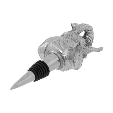 Silver yala elephant bottle stopper with black rubber seal shaped like an elephant for wine bottles