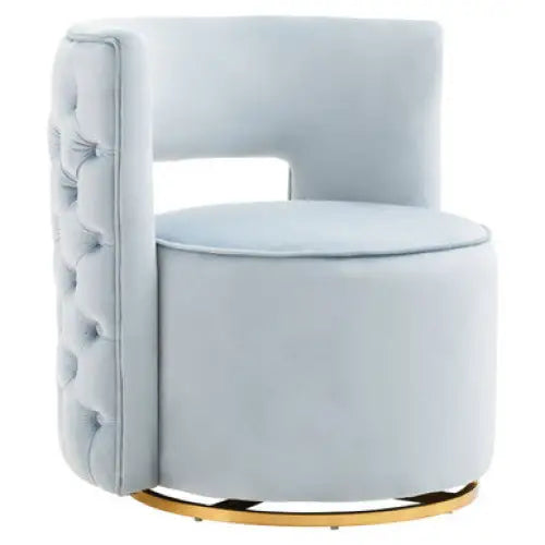 Yasmeen Blue Velvet Swivel Chair - Arm Chair