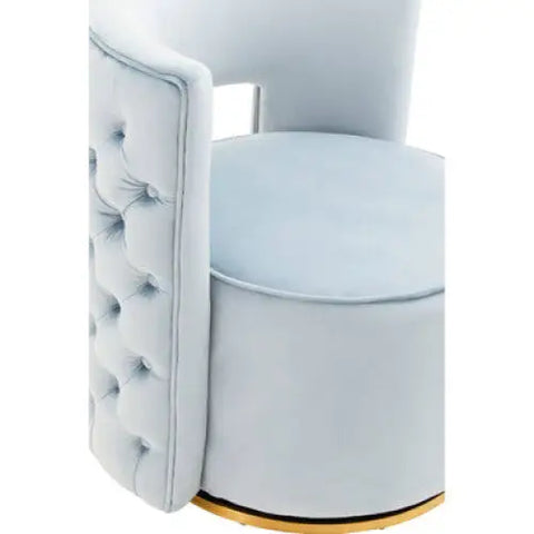 Yasmeen Blue Velvet Swivel Chair - Arm Chair