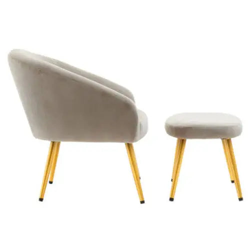 Yasmeen Mink Velvet Chair And Footstool - Arm Chair