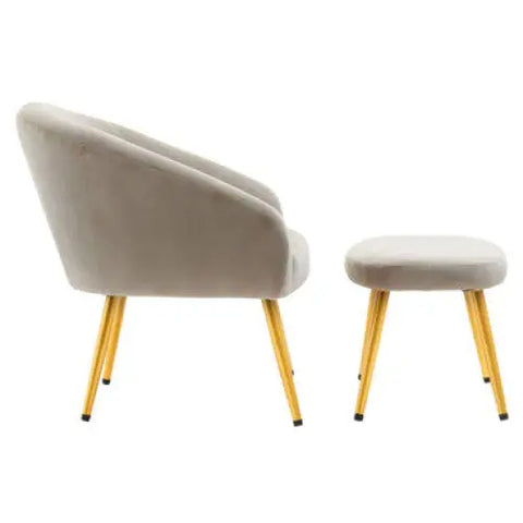 Yasmeen Mink Velvet Chair And Footstool - Arm Chair