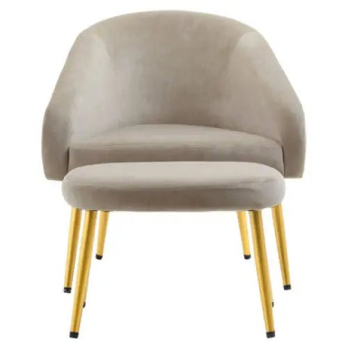 Yasmeen Mink Velvet Chair And Footstool - Arm Chair