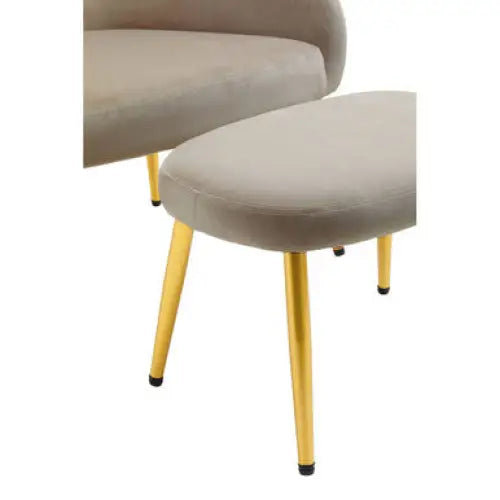 Yasmeen Mink Velvet Chair And Footstool - Arm Chair