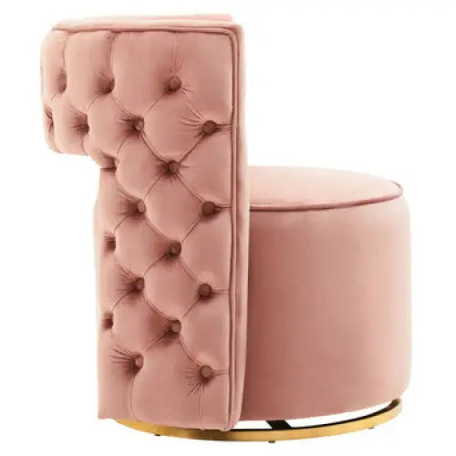 Yasmeen Pink Velvet Swivel Chair - Swivel Chair