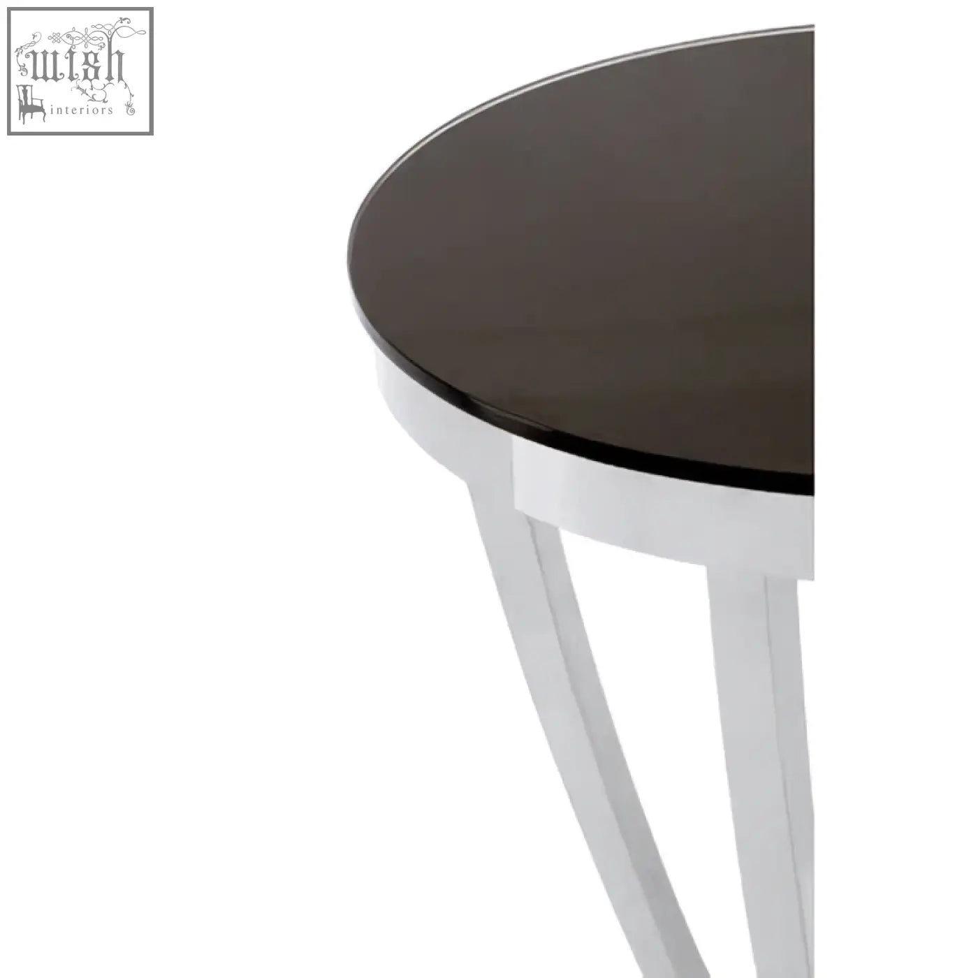 Yasmin black tempered glass side table with sleek curved chrome legs and black tempered glass top
