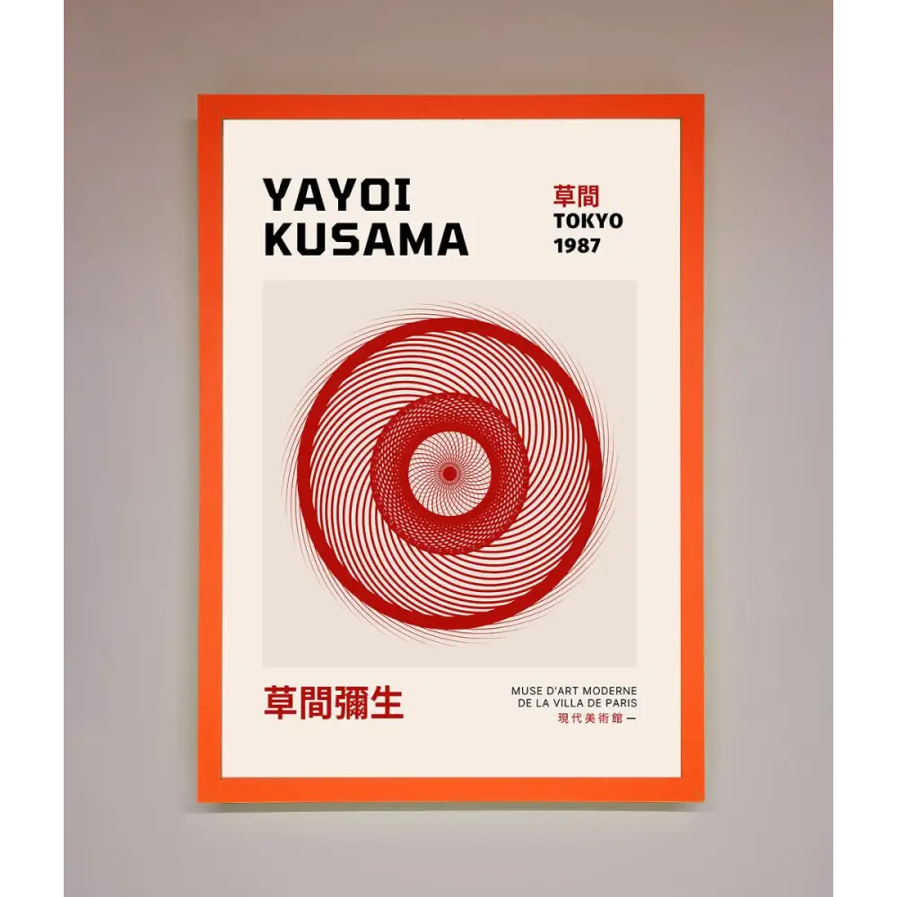 Yayoi Kusama 1987 Framed Wall Art - A3 (29.7 x 42 cm) / Neon Orange - Framed Print