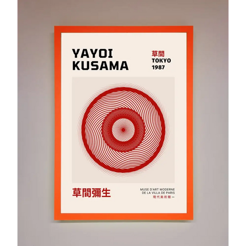 Yayoi Kusama 1987 Framed Wall Art - A3 (29.7 x 42 cm) / Neon Orange - Framed Print