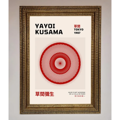 Yayoi Kusama 1987 Framed Wall Art - A3 (29.7 x 42 cm) / Ornate Gold - Framed Print