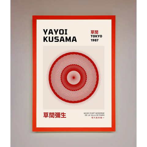 Yayoi Kusama 1987 Framed Wall Art - B0 (100 x 141 cm) / Neon Red - Framed Print