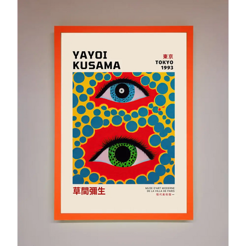 Yayoi Kusama Eyes 1993 Framed Print - A3 (29.7 x 42 cm) / Neon Orange - Framed Print