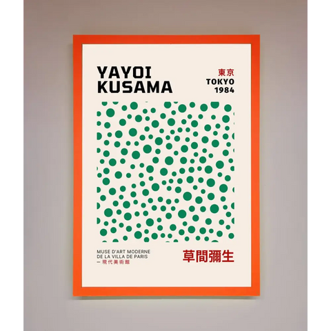 Yayoi Kusaman Tokyo 1984 Framed Wall Art - A3 (29.7 x 42 cm) / Neon Orange - Framed Print