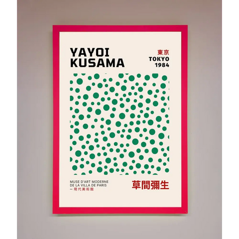 Yayoi Kusaman Tokyo 1984 Framed Wall Art - B0 (100 x 141 cm) / Neon Pink - Framed Print