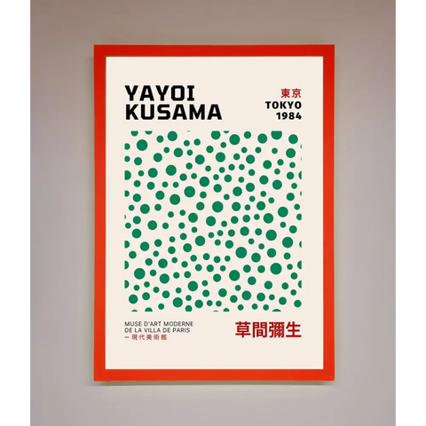 Yayoi Kusaman Tokyo 1984 Framed Wall Art - B0 (100 x 141 cm) / Neon Red - Framed Print