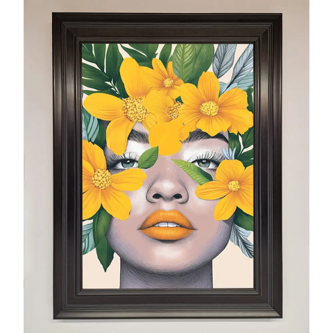 Yellow Flowers Head Framed Poster - A1 (59.4 x 84.1 cm) / Matt Black - Framed Print