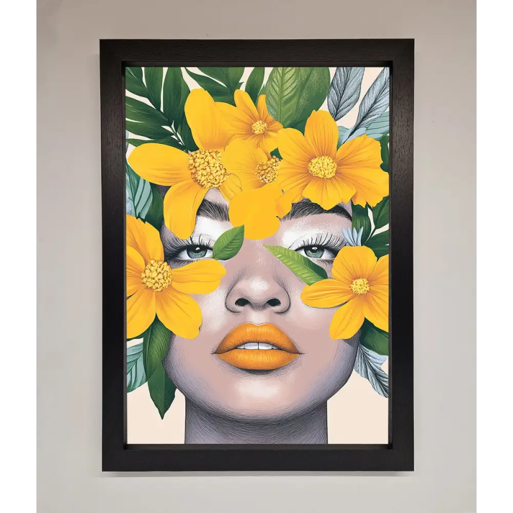Yellow Flowers Head Framed Poster - A3 (29.7 x 42 cm) / Black - Framed Print