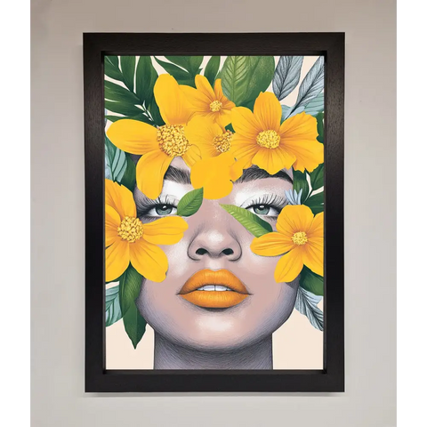 Yellow Flowers Head Framed Poster - A3 (29.7 x 42 cm) / Black - Framed Print