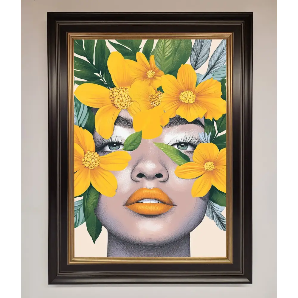 Yellow Flowers Head Framed Poster - B0 (100 x 141 cm) / Black Gold - Framed Print