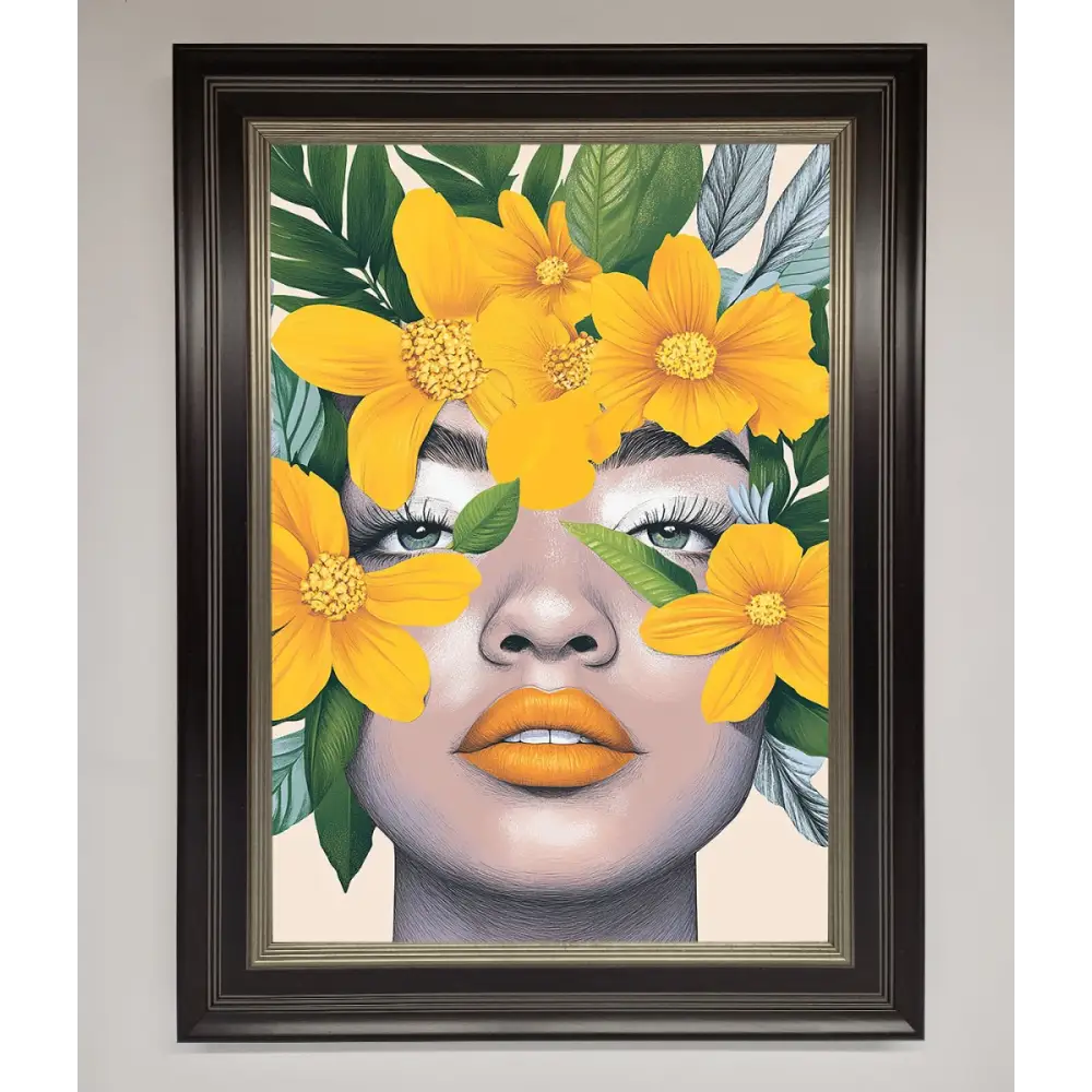 Yellow Flowers Head Framed Poster - B0 (100 x 141 cm) / Black Silver - Framed Print