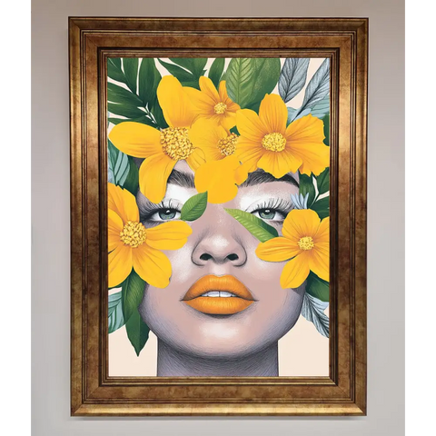 Yellow Flowers Head Framed Poster - B0 (100 x 141 cm) / Bronze - Framed Print