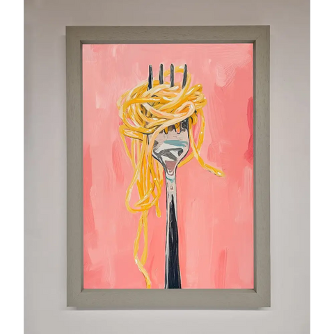 Yes To Spaghetti Framed Print - A3 (29.7 x 42 cm) / Grey - Framed Print