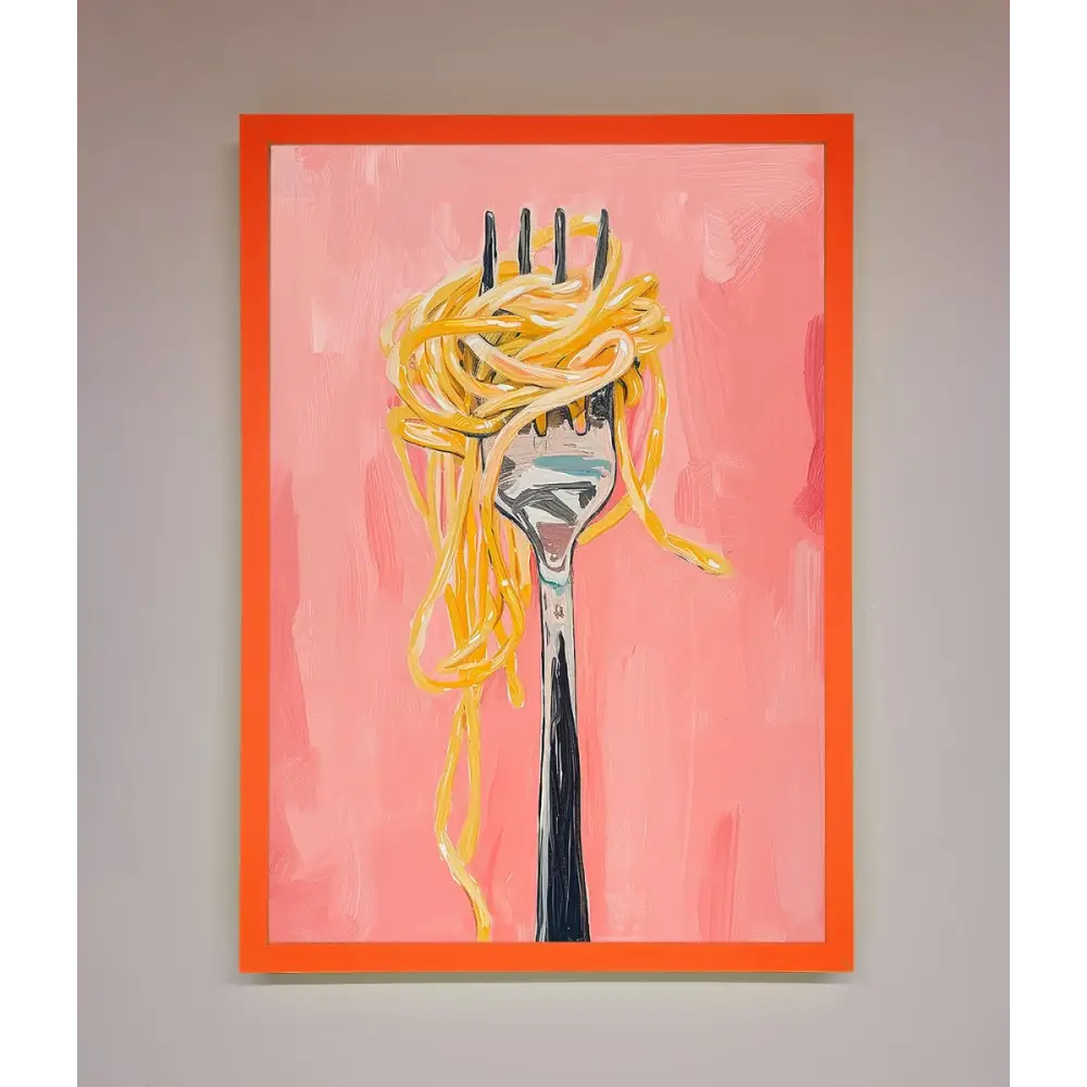 Yes To Spaghetti Framed Print - A3 (29.7 x 42 cm) / Neon Orange - Framed Print