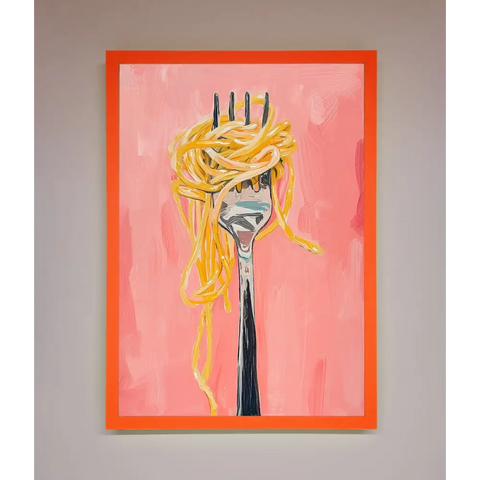 Yes To Spaghetti Framed Print - A3 (29.7 x 42 cm) / Neon Orange - Framed Print