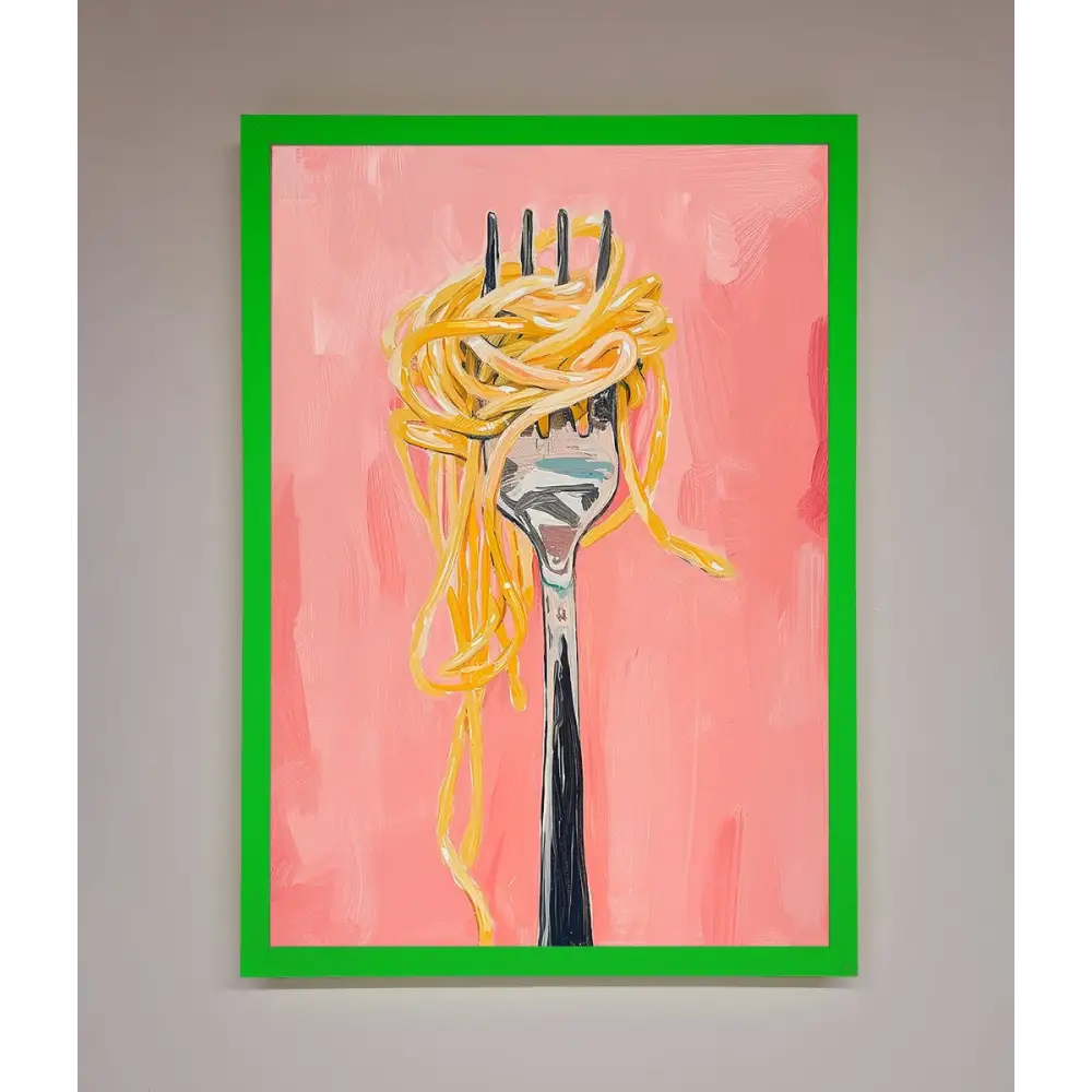 Yes To Spaghetti Framed Print - B0 (100 x 141 cm) / Neon Dark Green - Framed Print