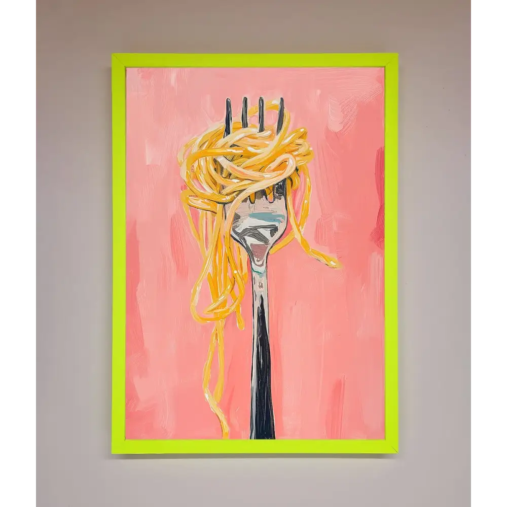 Yes To Spaghetti Framed Print - B0 (100 x 141 cm) / Neon Green - Framed Print