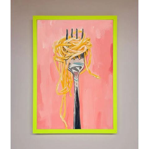 Yes To Spaghetti Framed Print - B0 (100 x 141 cm) / Neon Green - Framed Print