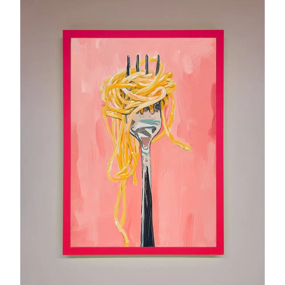 Yes To Spaghetti Framed Print - B0 (100 x 141 cm) / Neon Pink - Framed Print