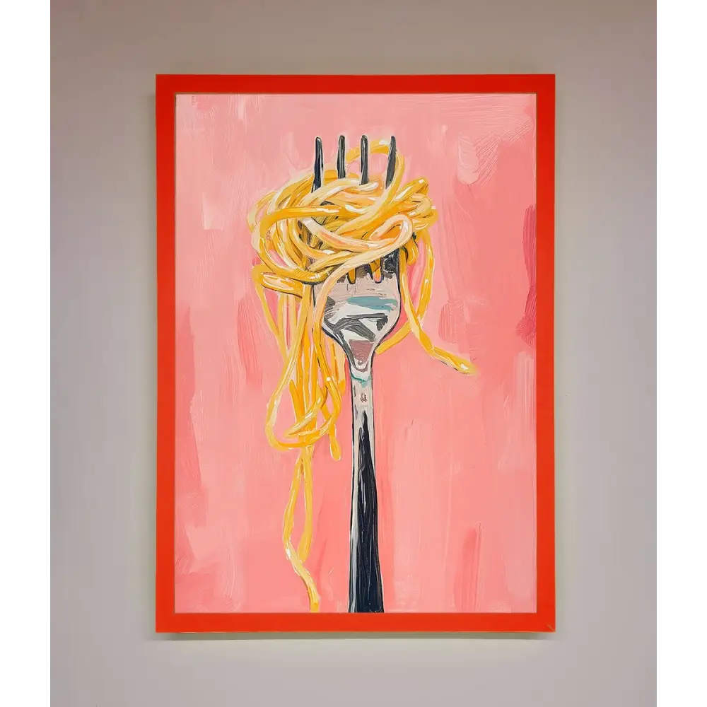 Yes To Spaghetti Framed Print - B0 (100 x 141 cm) / Neon Red - Framed Print