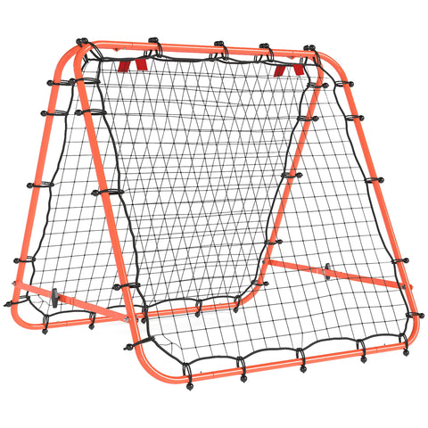 HOMCOM Double Sided Football Rebounder Net, Football Rebound Goal with Five Adjustable Angles, Orange
