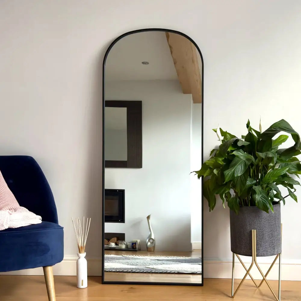Yoko - Black Metal Gentle Arch Mirror - 150cm x 60cm - Mirror